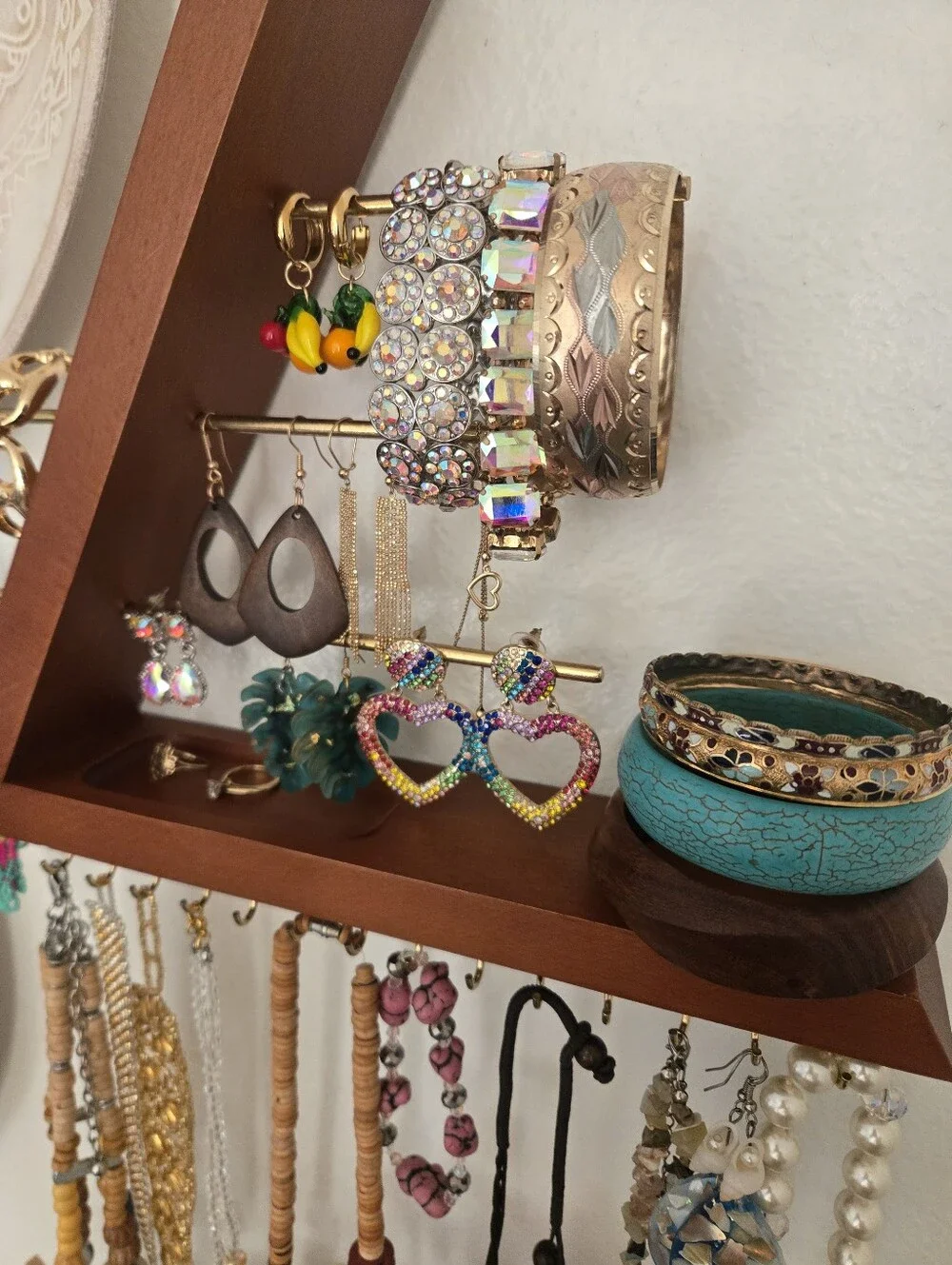 Handmade Wooden Vanity Wall Shelf Jewelry Organizer & Display